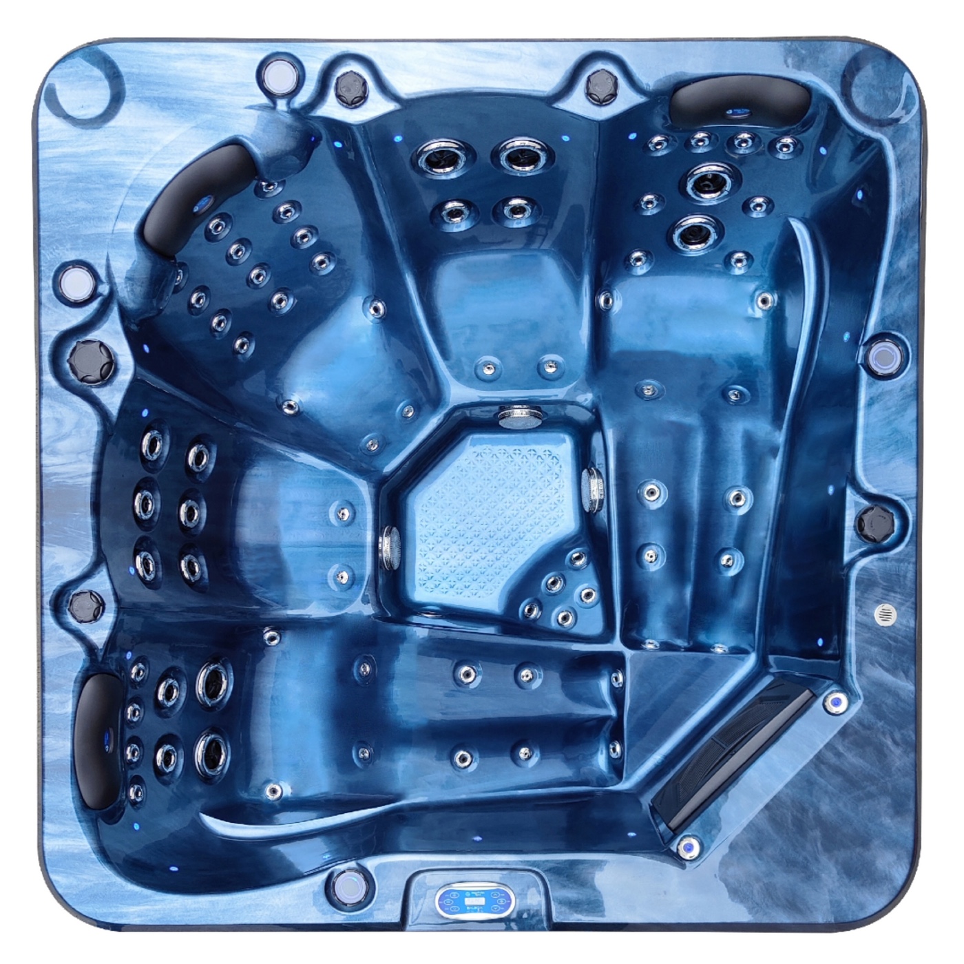 Bronte Luxury spa in blue opal, top down view